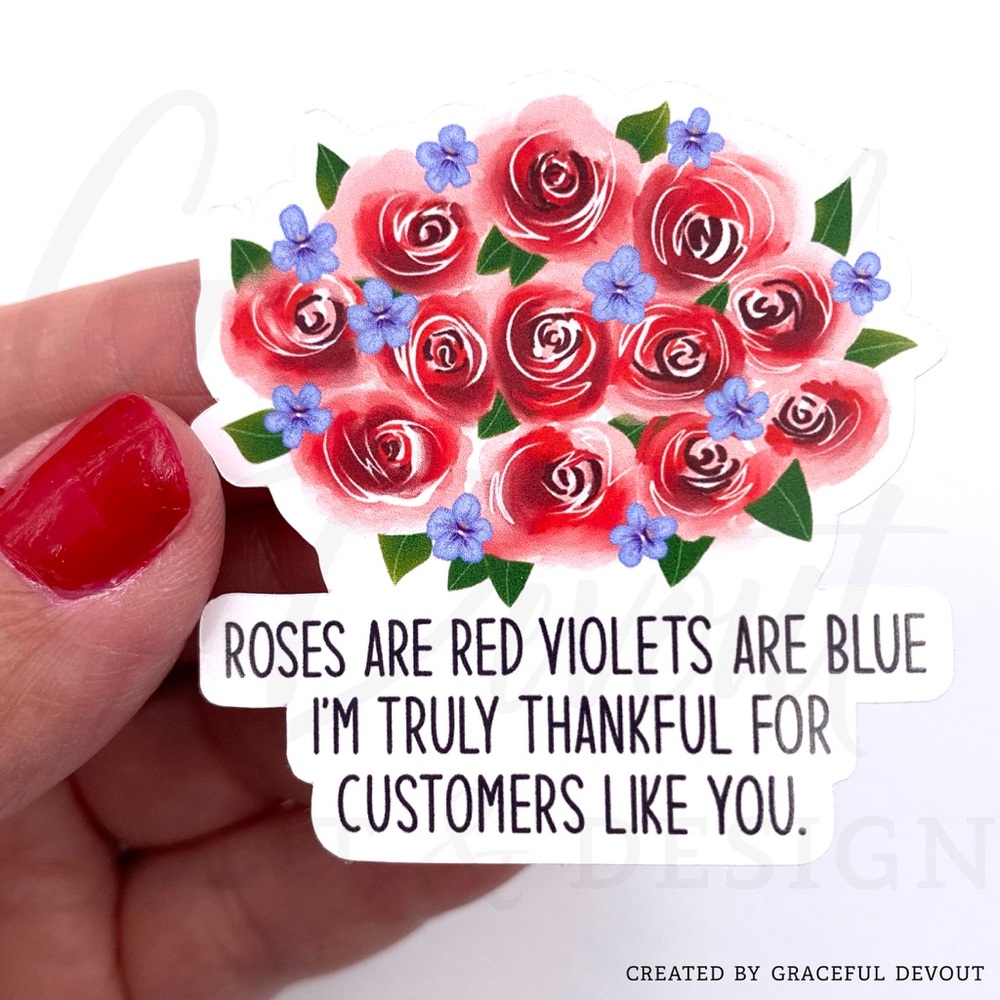 Roses Are Red Violets Are Blue- 2" (inches) (96ct.) Stickers - Picture 4 of 4